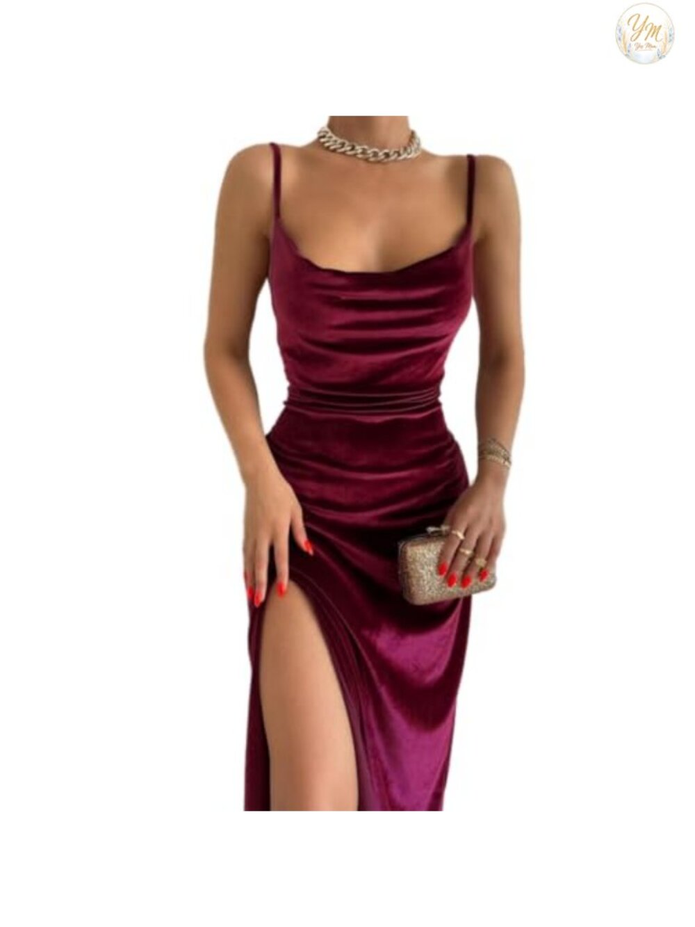 Velvet Spaghetti Strap Bodycon Ruched Midi Dress for Club & Night Out